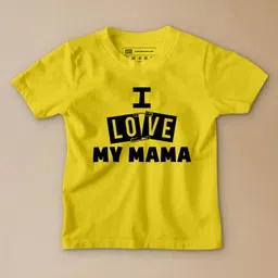 Be Awara Half Sleeves I Love My Mama Printed Tee - Yellow-picture-22