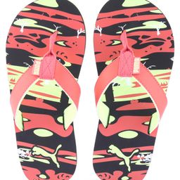 PUMA Slip On Flip Flops - Black & Fiery Coral-image-2