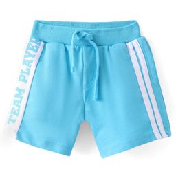 Babyhug Cotton Looper Knit Shorts  With Text Print - Blue-image-44