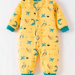 Kookie Kids Full Sleeves Full Sleeves Romper with Dino Print - Yellow-image-28