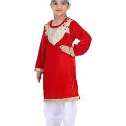 Itsmycostume Kashmiri Dress Theme Costume Set -  Red  & White-picture-6
