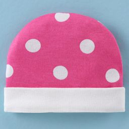 Ben Benny 100% Cotton Knit Polka Dot Printed Cap Pink - Diameter 10 cm-image-45