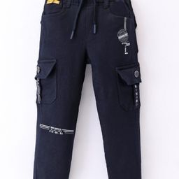 Olio Kids Cotton Full Length Cargo Pants with Pockets - Navy Blue-picture-34