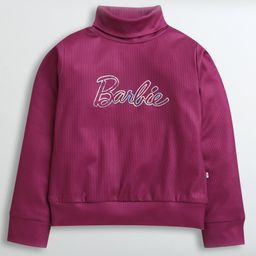 Barbie by Tiny Girl Full Sleeves Brand Name Printed Top - Wine-image-91