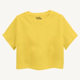 Guugly Wuugly Pure Combed Cotton Half Sleeves Solid Skin Friendly Crop Top - Mango Yellow-image-54