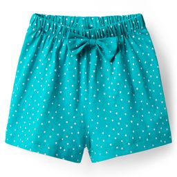 Tango Single Jersey Knit Knee Length Shorts With Bow Applique & Heart Print - Sea Green-image-76