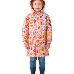 Little Surprise Box PVC Full Raglan Sleeves Floral Printed Hooded Cap Style Raincoat - Pink-image-31