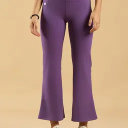 Soie Women Mid-Rise Fit & Flared Pants With 4-Way Stretch & Compression Waistband-5