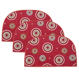 Kuber Industries Red & Cream 3 Pieces Printed Anti Skid Door Mats-14
