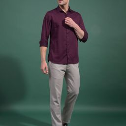 Crimsoune Club Men Classic Fit Solid Spread Collar Cotton Casual Shirt-picture-41