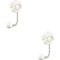 IndianShelf White 2 Pieces Ceramic Rose Flower Wall Mounted Hooks-19