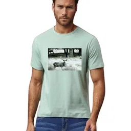 BLUEFICUS Graphic Printed Round Neck Bio Finish Slim Fit T-shirt-image-89