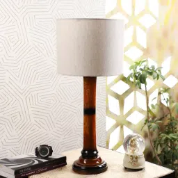 Tucasa NTU-236 B-22 Table Lamp with Wood Base (Beige) image 4