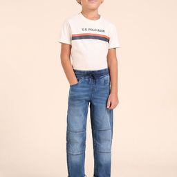 U.S. Polo Assn. Kids Boys Solid Classic Regular Fit Mid-Rise Light Fade Stretchable Jeans-image-97