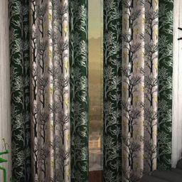BELLA TRUE Green & Cream Set of 2 Pieces Floral printed Black Out Long Door Curtains-13