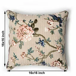 Urban Jaipur Peach-Coloured & Blue Set of 2 Floral Square Cushion Covers image 2