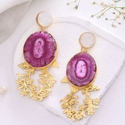 DASTOOR Gold Plated Artificial Stones Studded Contemporary Drop Earrings-78