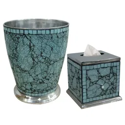 Plumeria Iceberg Aqua Crafted Dustbin And Boutique Tissue 1 Set IB89A-image-95