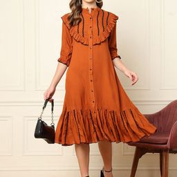 DEEBACO Solid Shirt Midi Dress-image-79