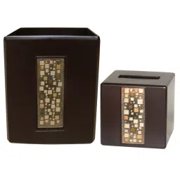 Plumeria Resin Mosaic Black Crafted Dustbin And Boutique Tissue 1 Set MB-89-image-93