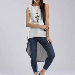 W Women White Printed High-Low Top-picture-26