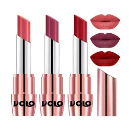 VOLO Set Of 3 Creme Matte Lipstick-3.5 g Each-637-Tomato Red 638-Dark Peach 640-Rose Pink-18