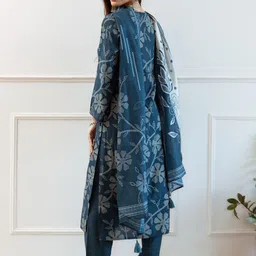 Anouk Bandhani Printed Mirror Work Straight Kurta with Trousers & Dupatta image 4