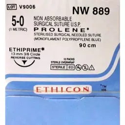 Ethicon 90 cm 5-0 USP Blue Prolene Monofilament Suture NW889 Pack of 12 Pcs-42