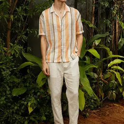 Campus Sutra Men Comfort Cuban Collar Self Design Oversized Casual Shirt-picture-27