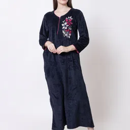 AVYAY Women Embroidered Maxi Nightdress-image-86