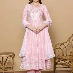 DUMMY SHAPE Women Paisley Printed Panelled Kurta with Trousers & With Dupatta-image-78