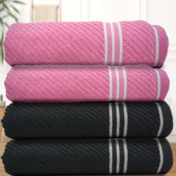 Myntra Elegant Homes Pink And Black 4 Pieces Cotton 400 GSM Bath Towels-image-39