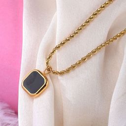 PALMONAS 18K Gold-Plated Stainless Steel Enamel Pendant With Chain-image-53