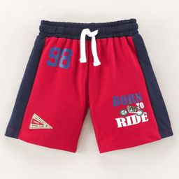 ToffyHouse Mid Thigh Length Cotton Lycra Shorts Placement Print- Red-image-59