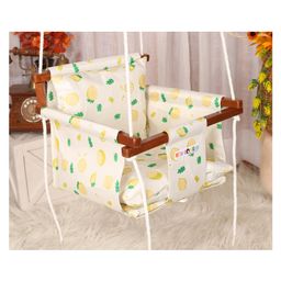 New Comers Garden Swing for Kids with 2 Pillows Lemon Print - Yellow-41