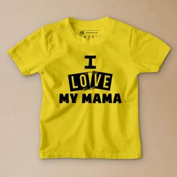 Be Awara Half Sleeves I Love My Mama Printed Tee - Yellow-image-89
