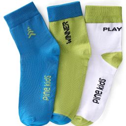 Pine Kids High Ankle Length Text Design Socks Pack of 3 - Multicolour-image-24
