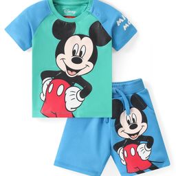 Babyhug Disney Single Jersey Knit  Raglan Sleeves  T-Shirt & Shorts Set with Mickey Mouse Graphics - Multicolour-image-54