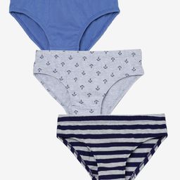 Charm n Cherish Pack Of 3 Solid & Anchors Printed Briefs - Grey & Blue-image-56