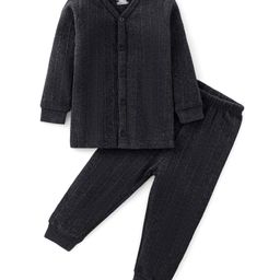 Babyhug Front Open Full Sleeve Solid Colour Thermal Vest & Leggings  Set - Grey-image-92