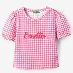 UCB Cotton Knit Half Sleeves Top with Checkerd & Text Print - Lilac-picture-24