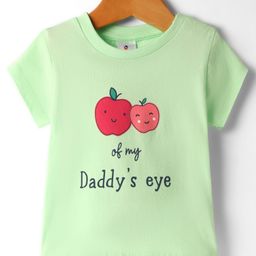Ollypop Sinker Knit Half Sleeves T-Shirt With Daddys Eye Text Print - Light Green-image-46
