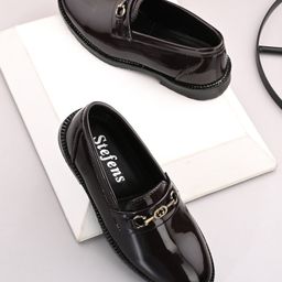 Stefens Metal Applique Detailed Loafers - Brown-image-77