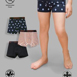TRESNOVA Cotton Pack Of 3 Anti Microbial Finish & Smart Waistband Technology Football Printed & Striped Soft Briefs - Navy Blue Orange & Black-image-66