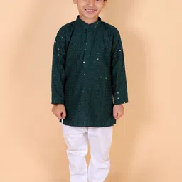 MoMaa Boys Embroidered Regular Sequinned Kurta with Pyjamas-1