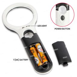 Fiddlerz LED 4X & 45X Light Handheld Magnifier - White & Black image 2