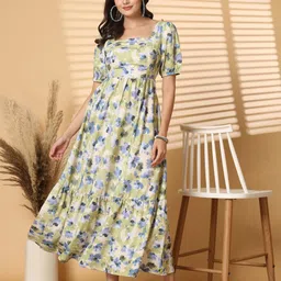 RAASSIO Floral Print Puff Sleeve Crepe Maxi Dress-image-49