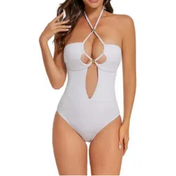 Addery White Elegant Cutout Halter One-Piece Swimsuit-picture-14