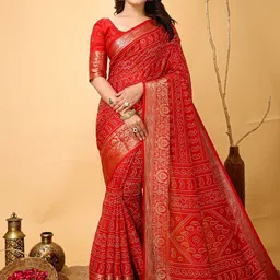 LeeliPeeri Designer Bandhani Zari Saree-image-63