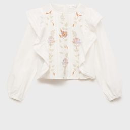 Mango Kids Floral Embroidered Ruffles Cotton Top-image-11